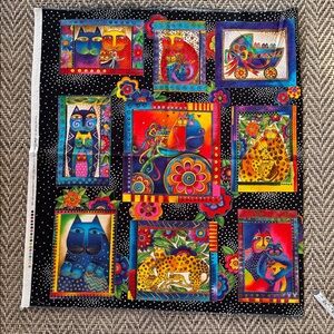 Colorful Cat-Themed 1 panel, Laurel Burch fabric